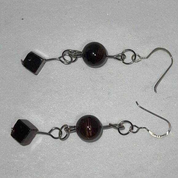 Red Tiger Eye Earrings, Sterling Silver Hand Carved Earrings, NWOT - Picture 6 of 7